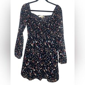 Floral Black Mini Dress